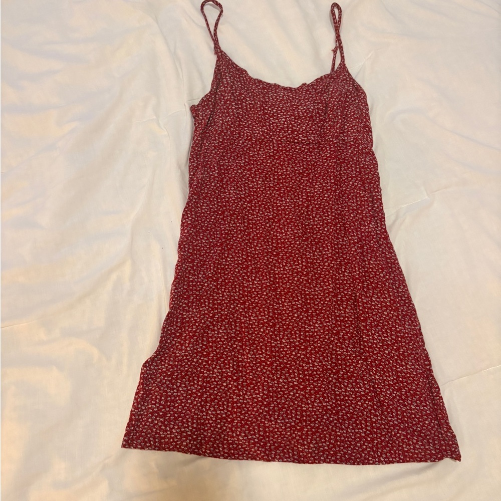 Red floral brandy dress